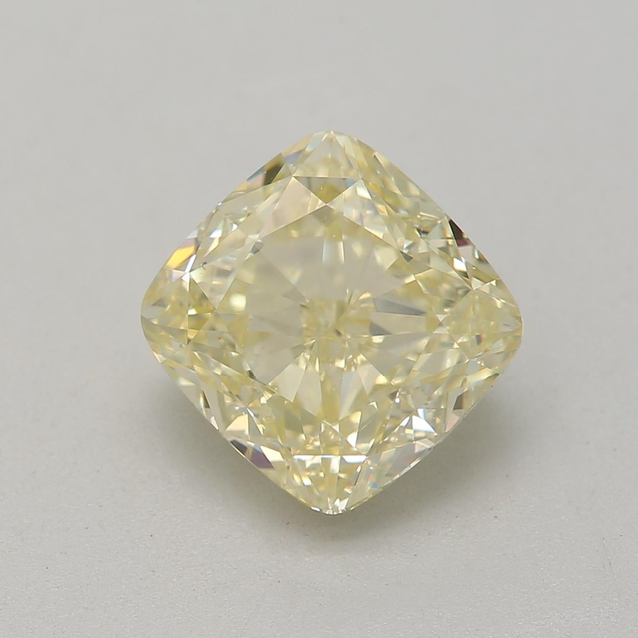 Cushion Cut GIA Certified 1.54 Carat Fancy Light Yellow VS2 Clarity Diamond For Sale