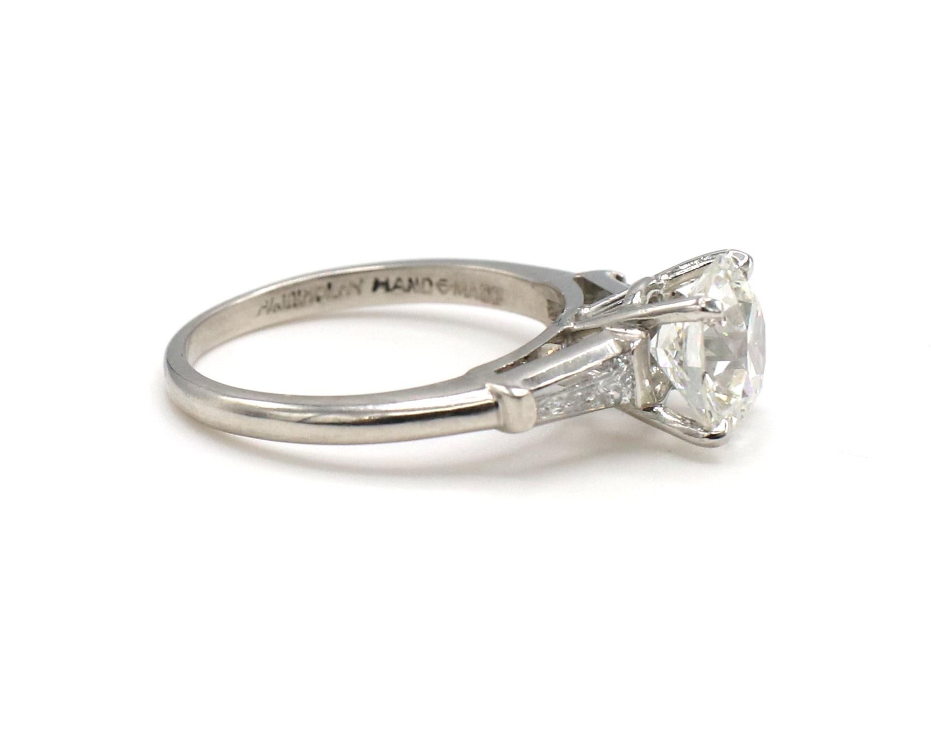 Old European Cut GIA Certified 1.54 Carat Old European I SI1 Platinum Diamond Engagement Ring