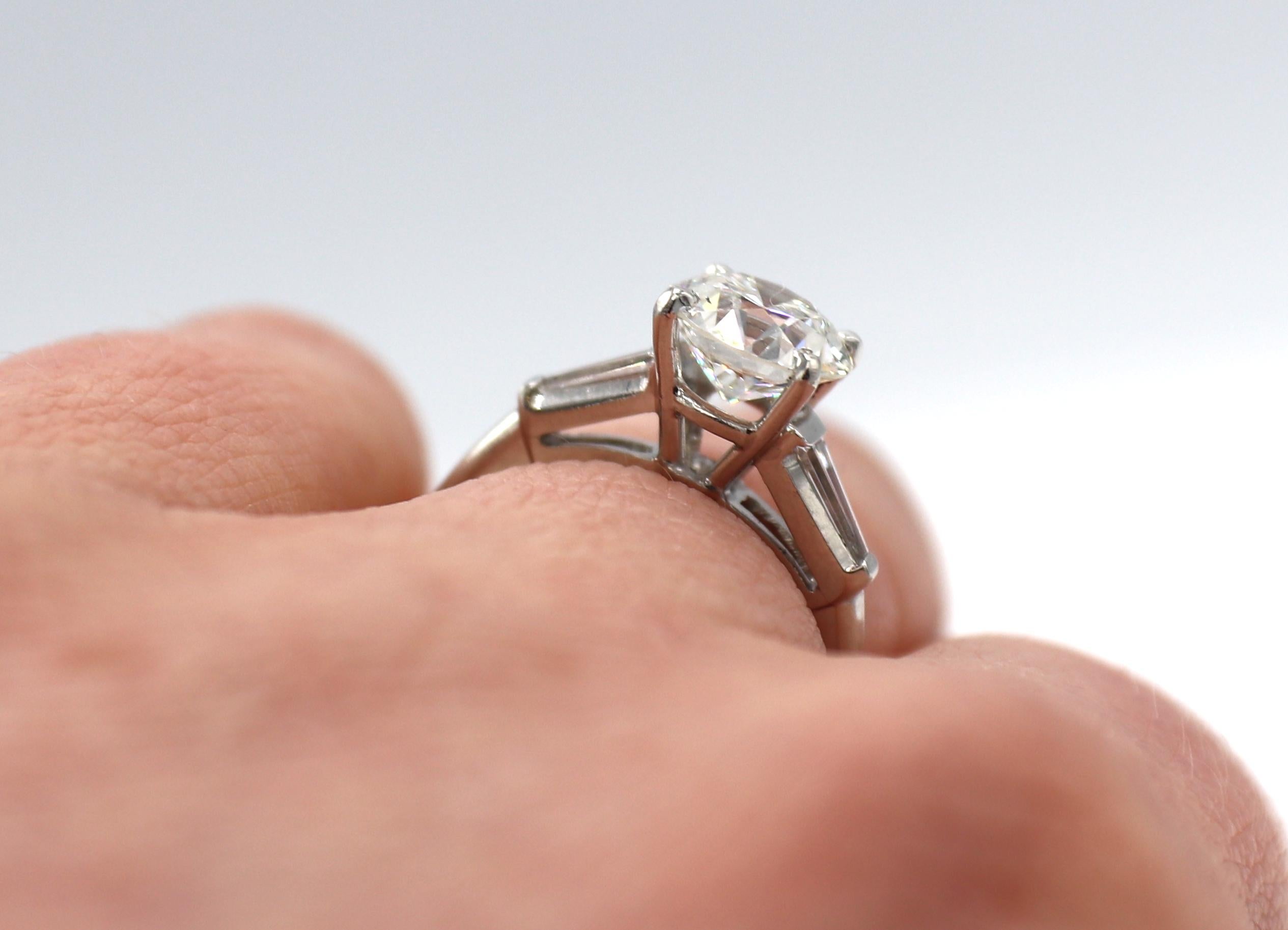 GIA Certified 1.54 Carat Old European I SI1 Platinum Diamond Engagement Ring 1