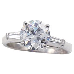 GIA Certified 1.54 Carat Old European I SI1 Platinum Diamond Engagement Ring
