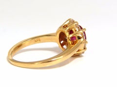 GIA Certified 1.54 Carat Oval Cut Red Ruby .88 Carat Diamonds Ring 18 Karat