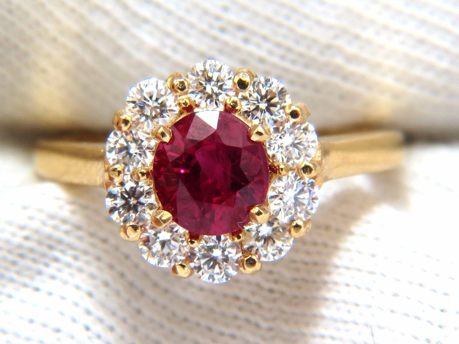 Women's or Men's GIA Certified 1.54 Carat Oval Cut Red Ruby .88 Carat Diamonds Ring 18 Karat For Sale