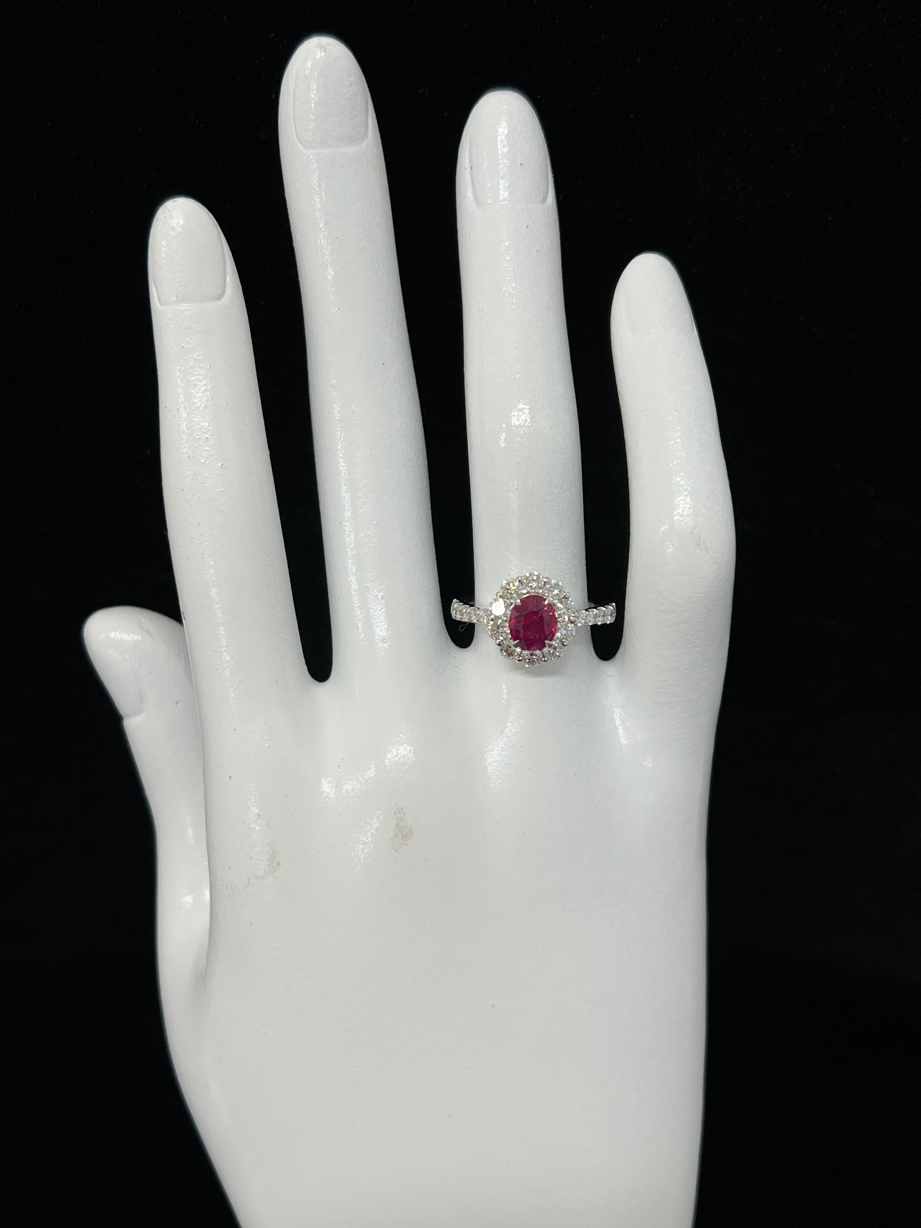 GIA Certified 1.54 Carat Untreated (No Heat) Ruby & Diamond Ring Set in Platinum For Sale 1