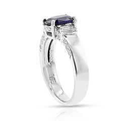 GIA Certified 1.54 ct. Unheated Burma Sapphire Ring with Diamonds, Platinum