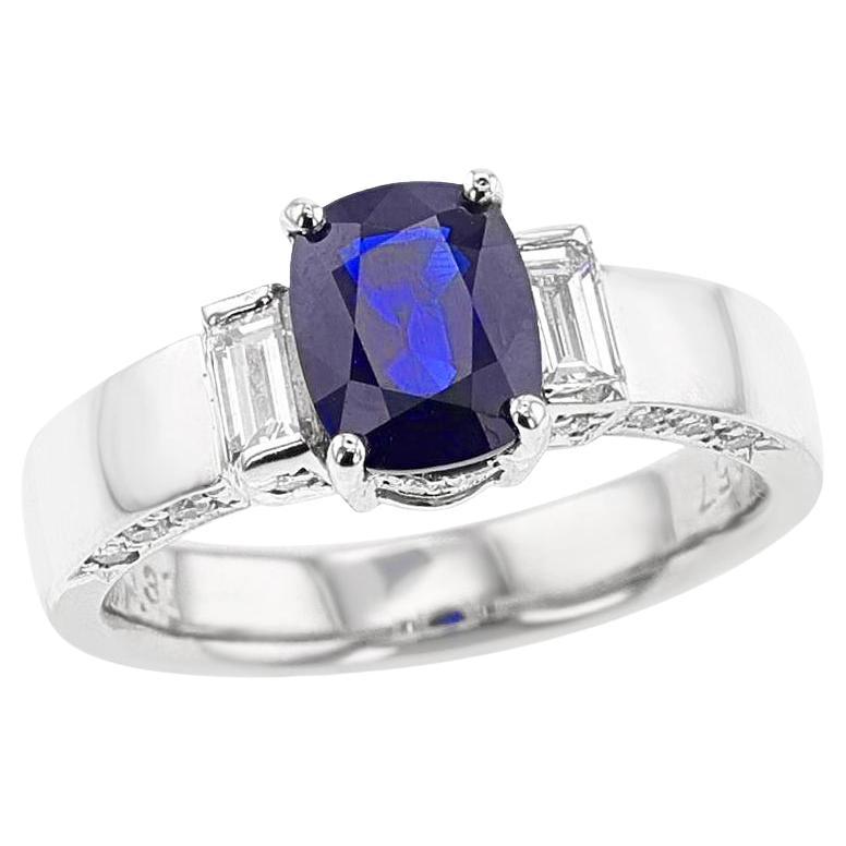 GIA Certified 1.54 ct. Unheated Burma Sapphire Ring with Diamonds, Platinum
