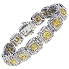 GIA Certified 15.40 Carat Natural Yellow Diamond Bracelet