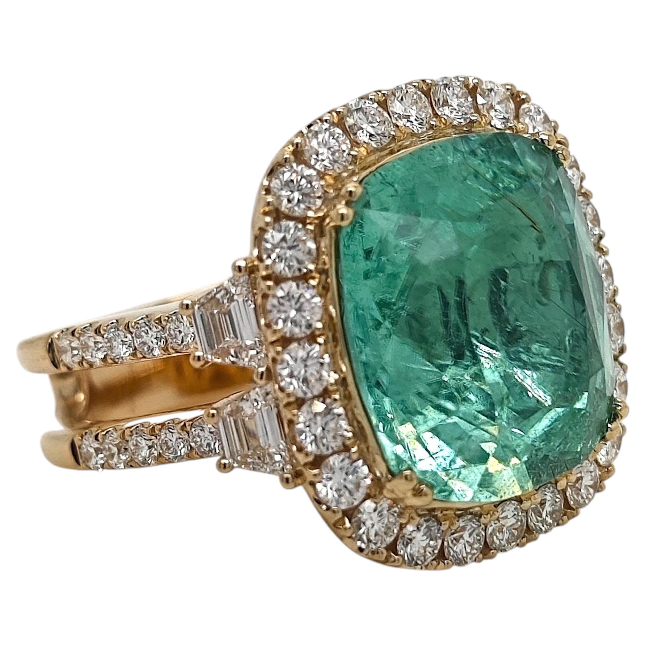 Anello in oro giallo con diamante tondo e fantasia Paraiba da 15,41 carati certificato GIA
