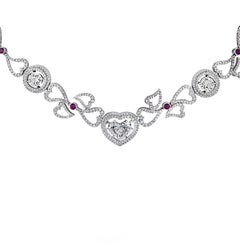GIA Certified 15.42 Carat Diamond Heart and Ruby Necklace