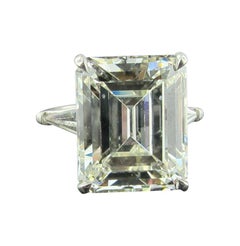 GIA Certified 15.49 Carat Emerald Cut Diamond Ring Set in Platinum