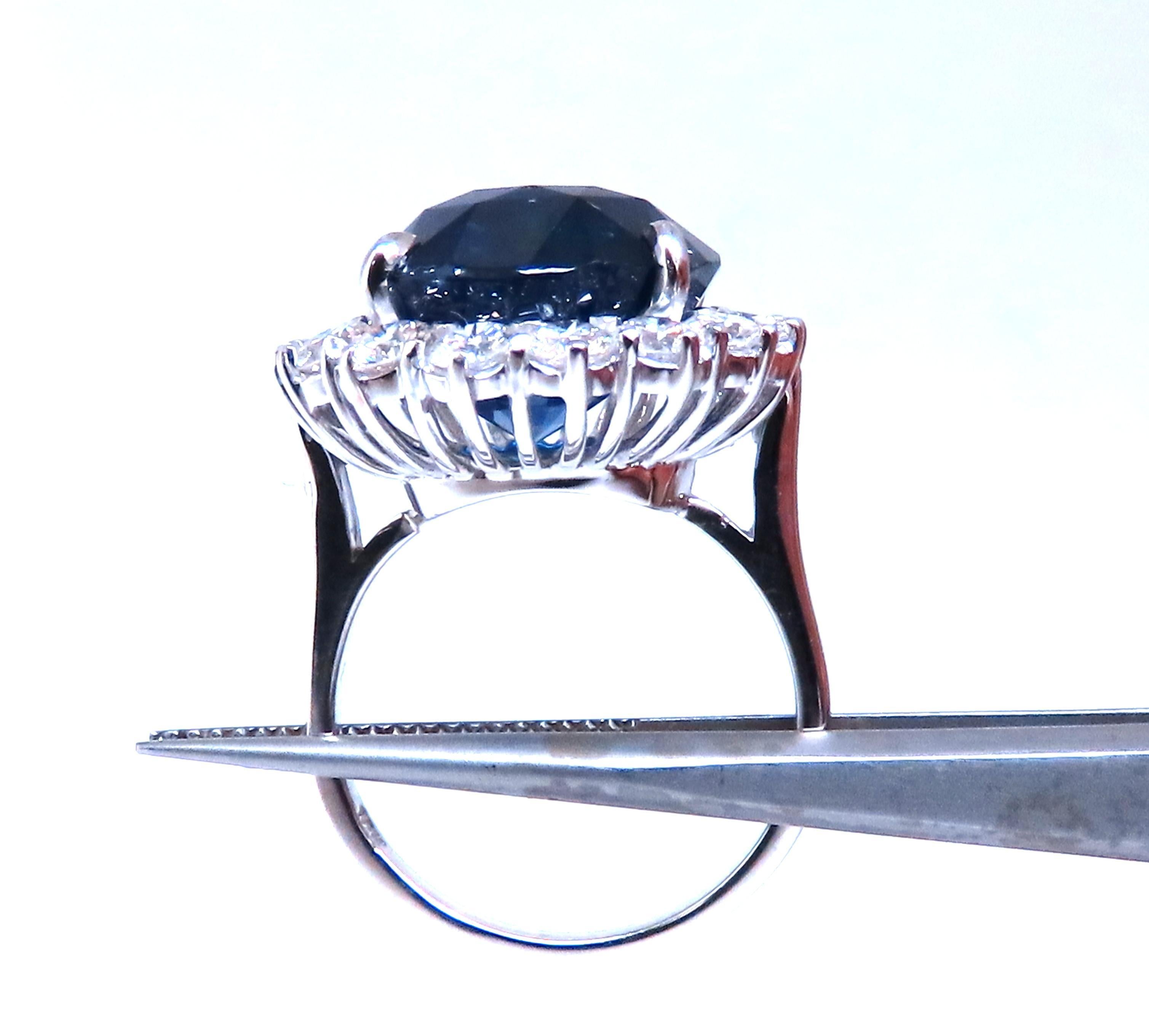 GIA Certified 15.49ct Natural Sapphire Diamonds Cluster Ring 18kt 51141 In New Condition For Sale In New York, NY