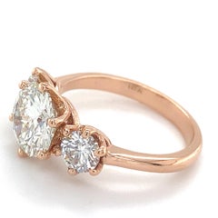 GIA 1.55ct Diamond in 14K Rose Gold 3-Stone Engagement Ring by Eytan Brandes