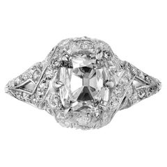 GIA Certified 1.55 Carat Old European Diamond Platinum Edwardian Engagement Ring