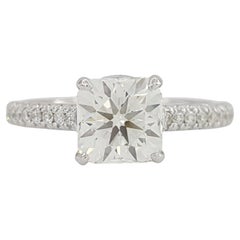 GIA Certified 1.55 Carat Platinum Cushion Brilliant Cut Diamond Engagement Ring