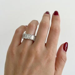 GIA Certified 15.50 Carat Emerald Cut Diamond Platinum Eternity Band