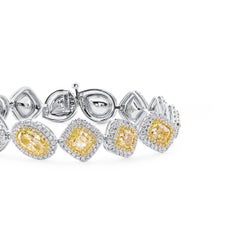 GIA Certified 15.52 Carat Natural Untreated Fancy Yellow Diamond Bracelet