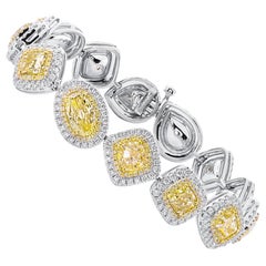 GIA Certified 15.52 Carat Natural Untreated Fancy Yellow Diamond Bracelet