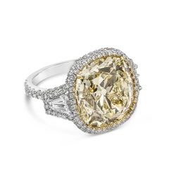 GIA Certified 15.52 Carats Cushion Cut Fancy Yellow Diamond Halo Engagement Ring