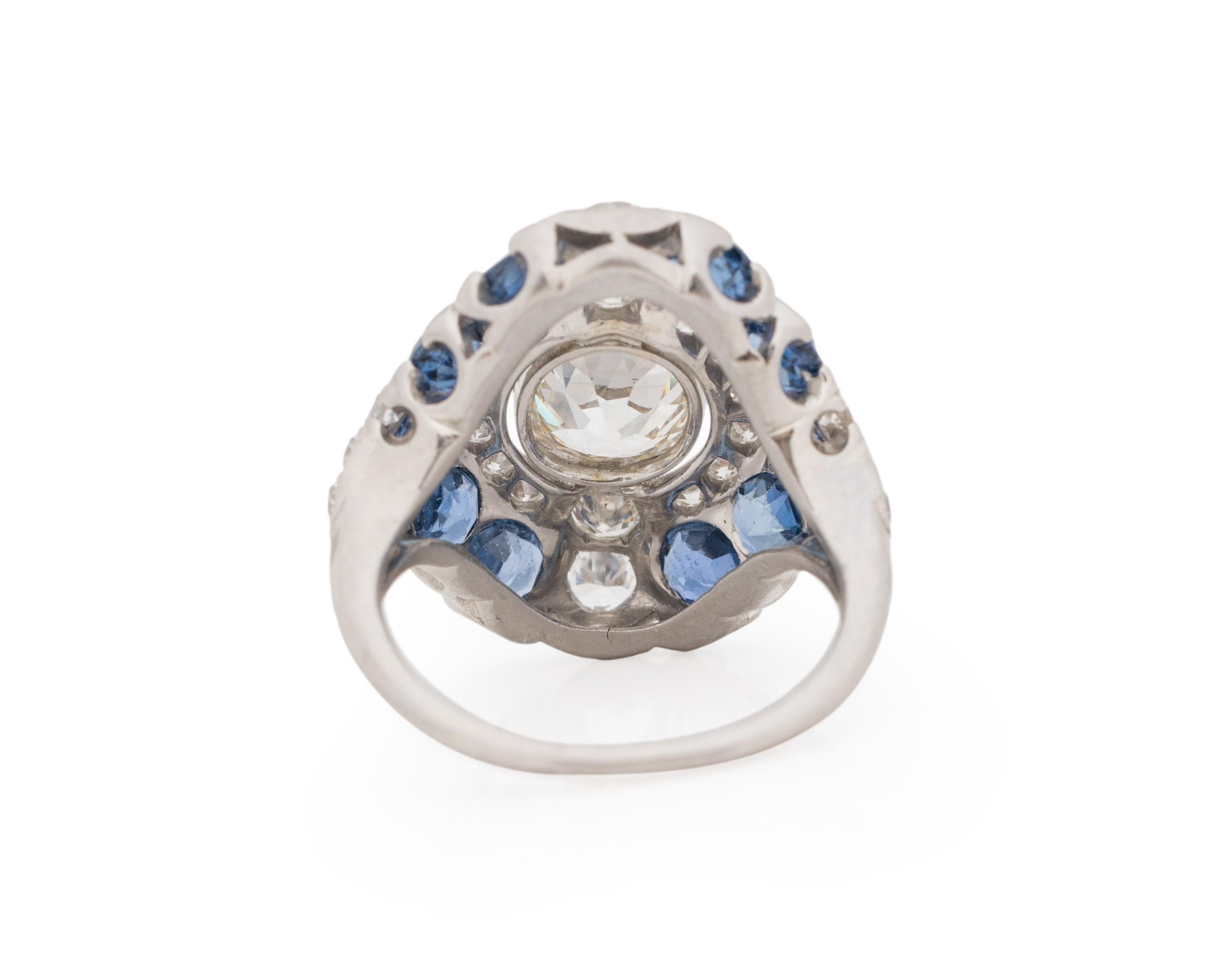 GIA Certified 1.56 Carat Art Deco Diamond Platinum Engagement Ring In Good Condition For Sale In Atlanta, GA