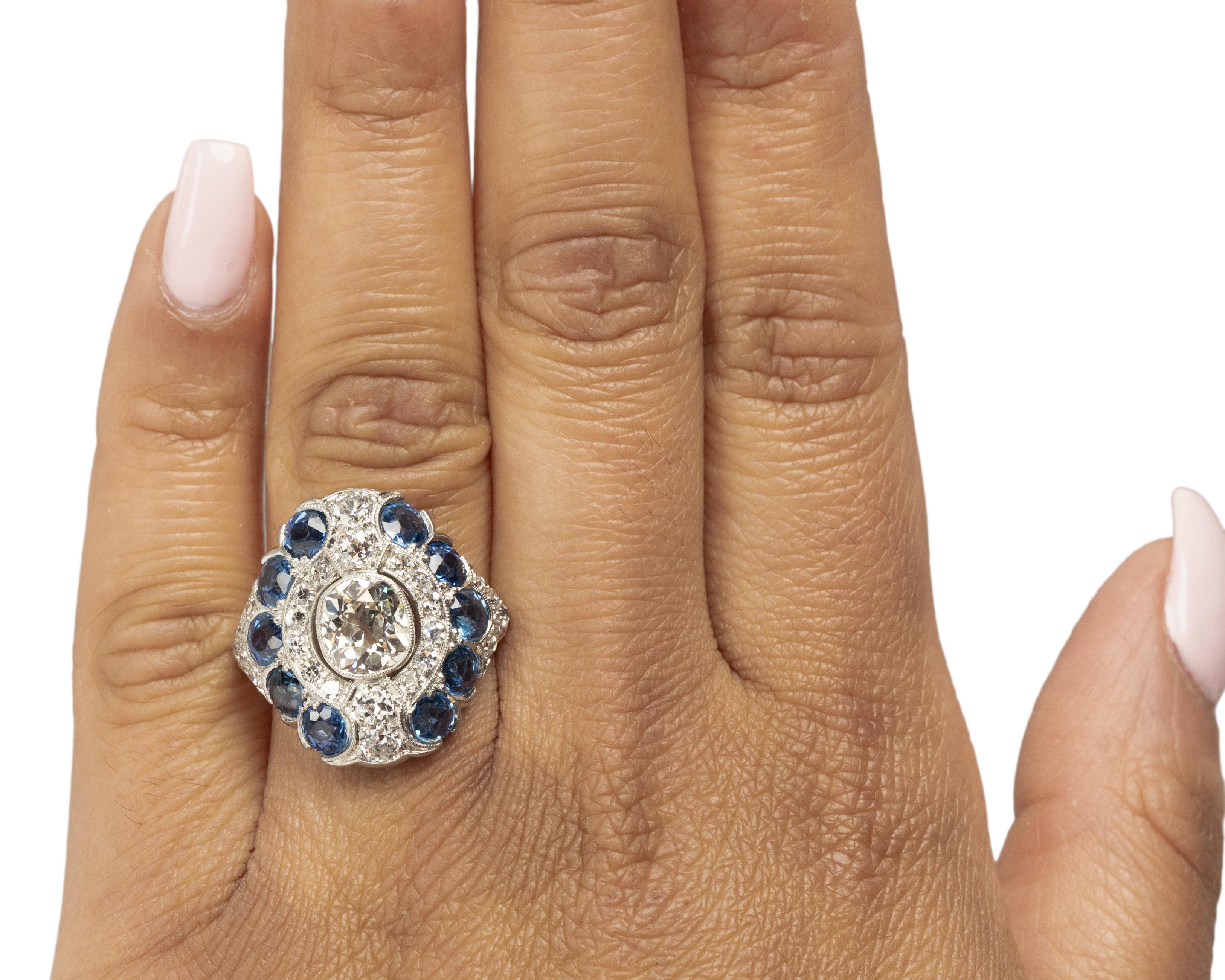 Women's GIA Certified 1.56 Carat Art Deco Diamond Platinum Engagement Ring For Sale