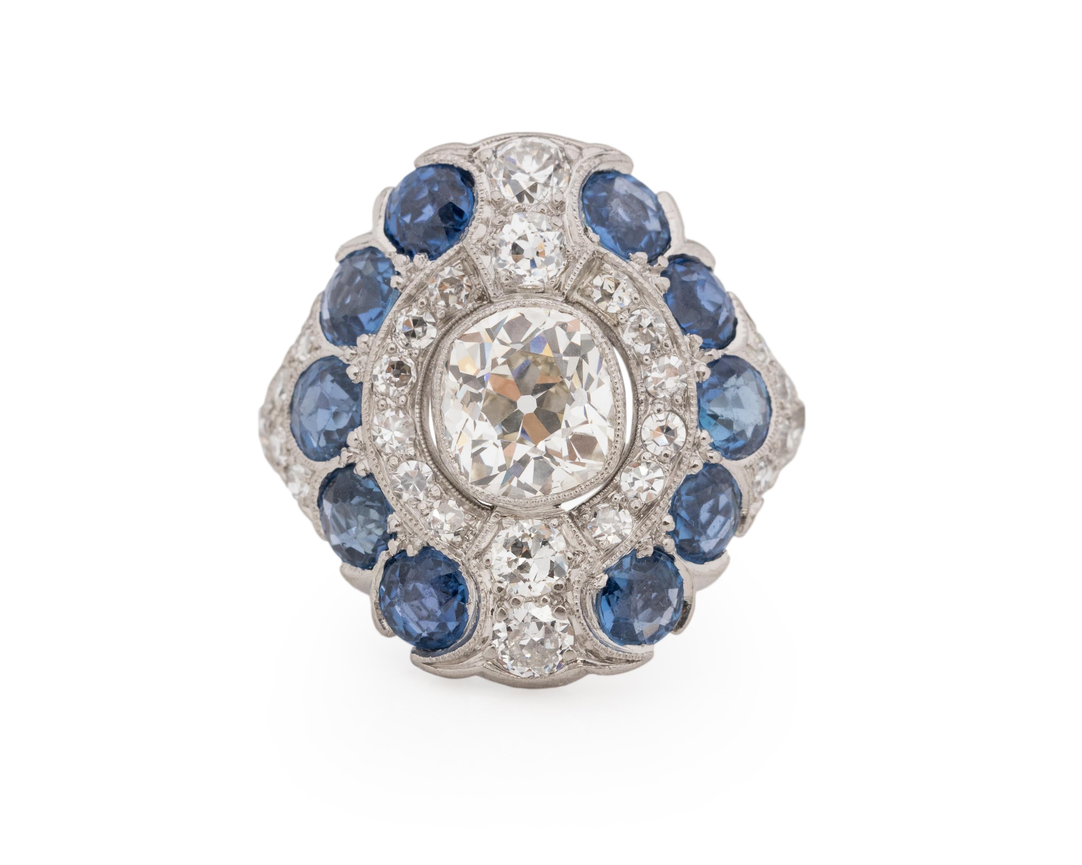 GIA Certified 1.56 Carat Art Deco Diamond Platinum Engagement Ring For Sale