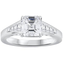 GIA Certified 1.56 Carat Asscher Cut Diamond Engagement Ring