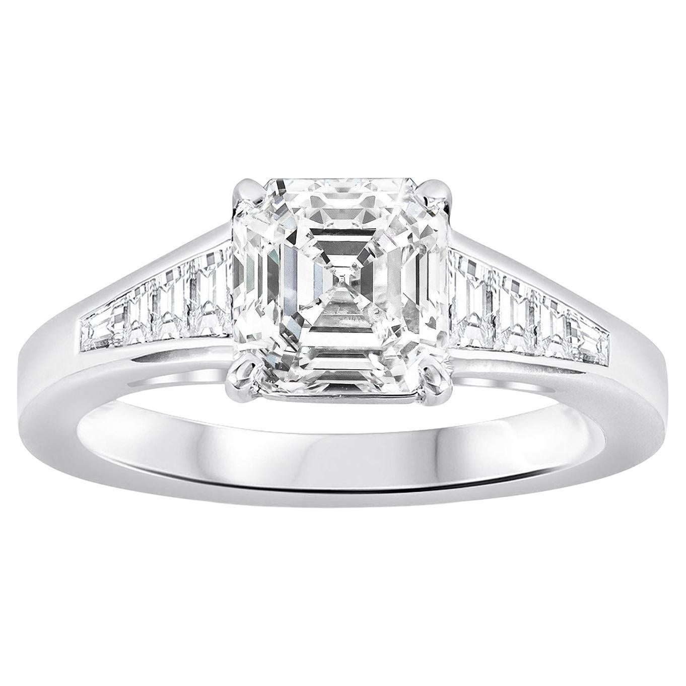 Roman Malakov GIA Certified 1.56 Carats Asscher Cut Diamond Engagement Ring For Sale