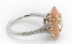 GIA Certified 1.56 Carat Fancy Intense Greenish Yellow Diamond Cocktail Ring