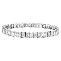GIA Certified 15.62CTW Emerald-Cut Diamond Tennis Bracelet in Platinum