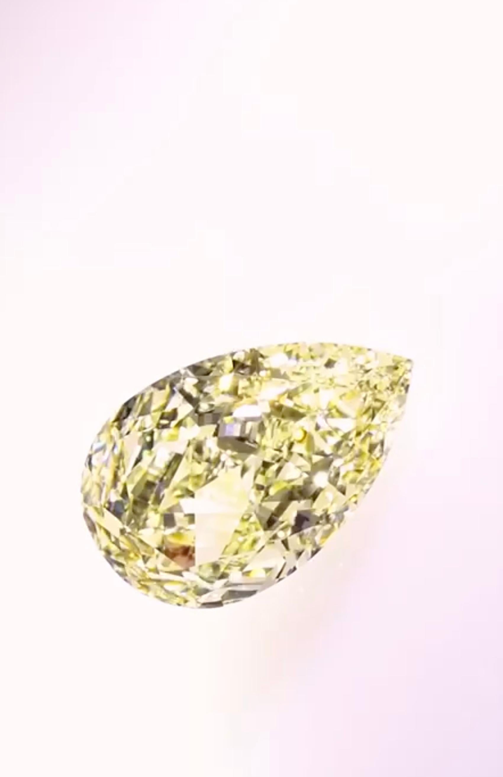 Pear Cut GIA Certified 15.63 Carat Fancy Yellow Diamond for Bespoke Jewel For Sale