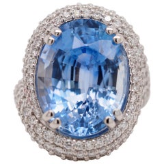 GIA Certified 15.67 Carat Ceylon Sapphire Diamond Custom Cocktail Ring