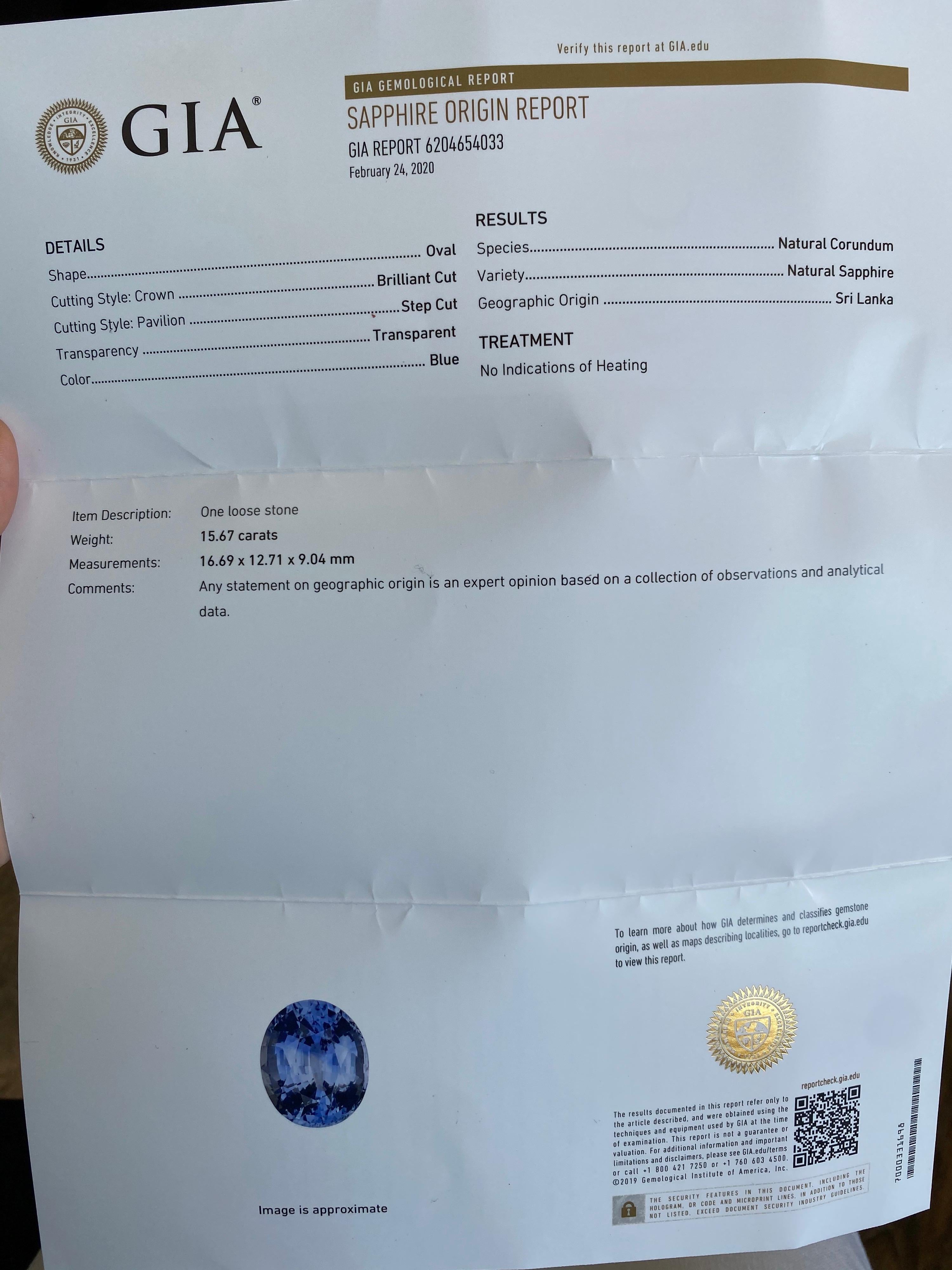 GIA Certified 15.67 Carat Ceylon Sapphire Diamond Custom Cocktail Ring For Sale 6