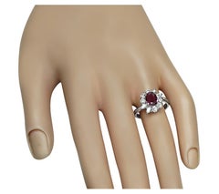 GIA Certified 1.56ct No Heat Ruby 0.88ct Diamond Engagement Ring