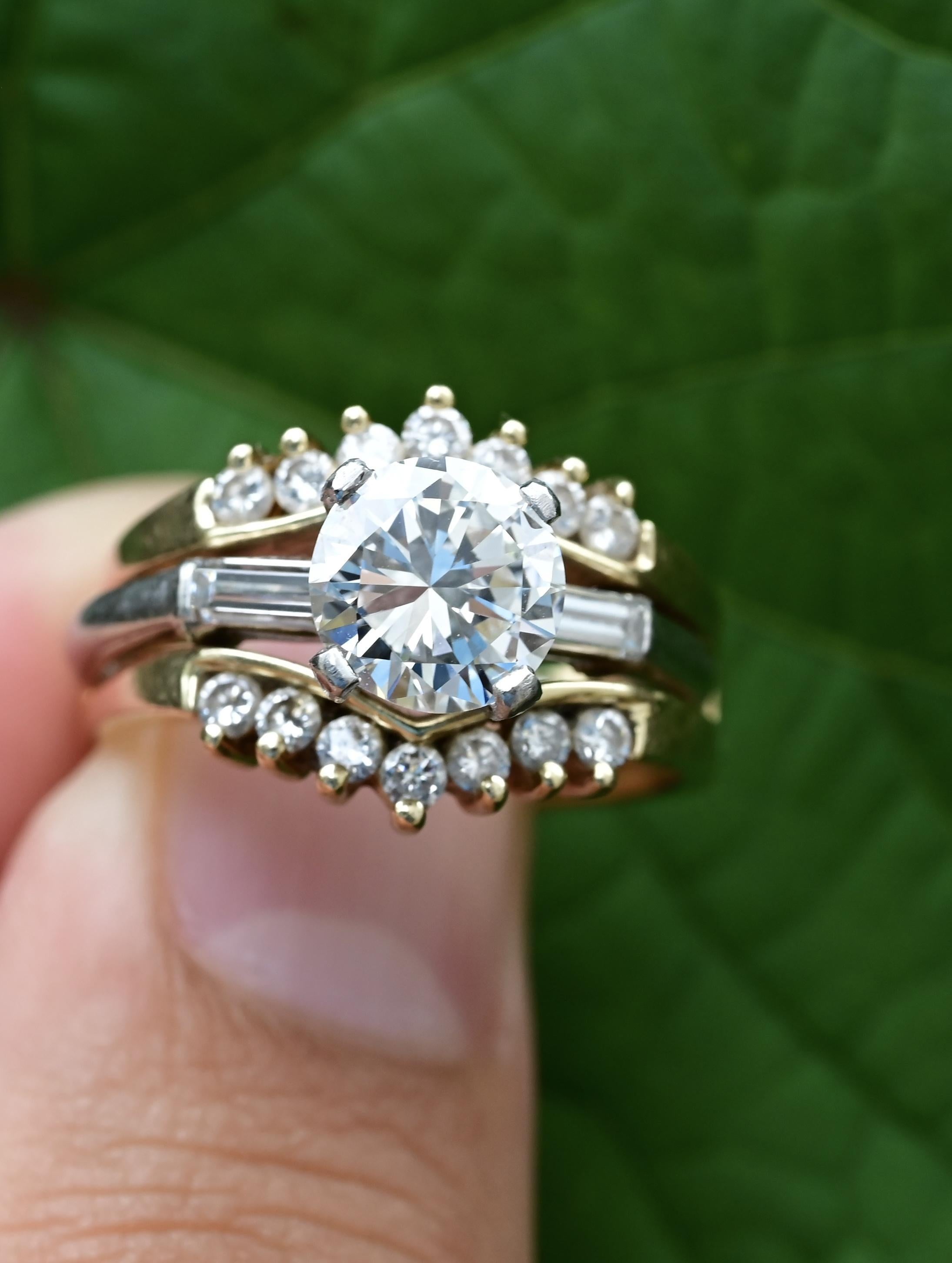 GIA Certified 1.56ct VVS1 H Diamond Platinum Ring w/ 14K Gold Enhancer 8.83g In Good Condition For Sale In Media, PA