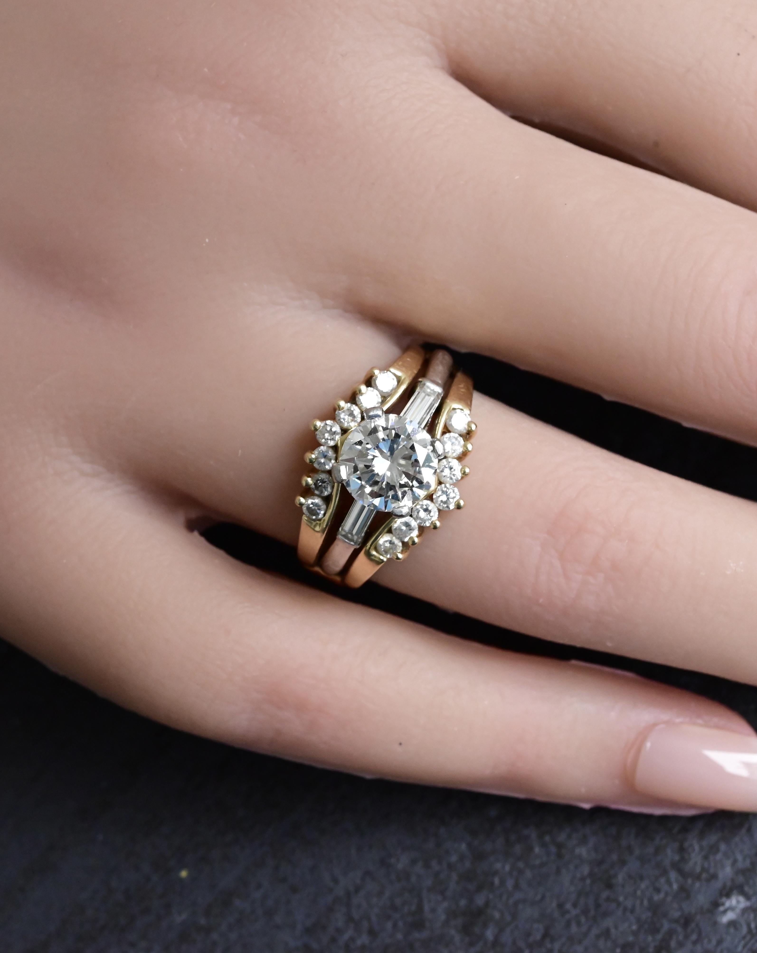 GIA Certified 1.56ct VVS1 H Diamond Platinum Ring w/ 14K Gold Enhancer 8.83g For Sale 2