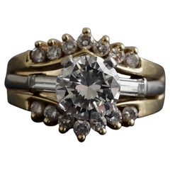 GIA Certified 1.56ct VVS1 H Diamond Platinum Ring w/ 14K Gold Enhancer 8.83g