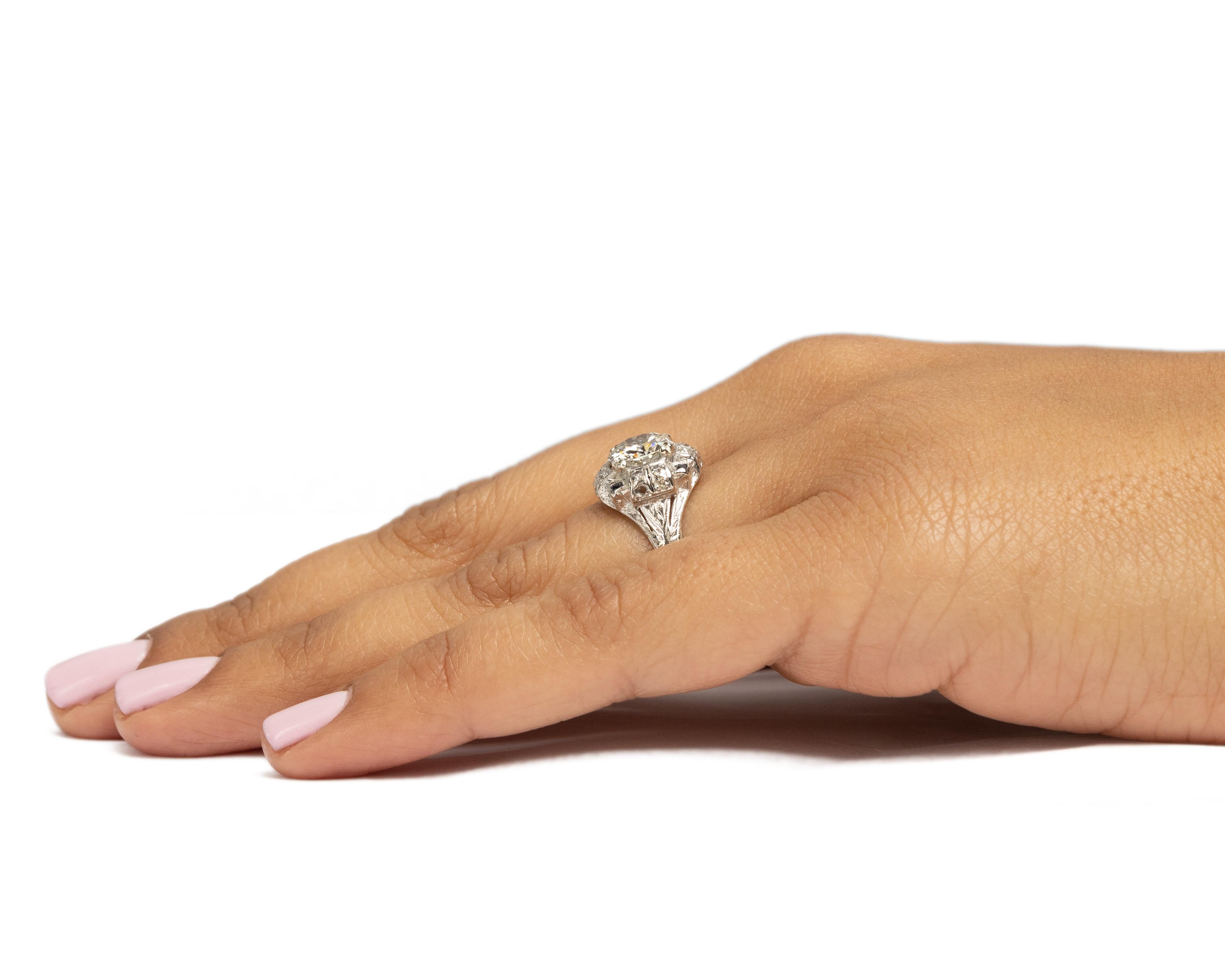 Women's GIA Certified 1.57 Carat Art Deco Diamond Platinum Engagement Ring For Sale