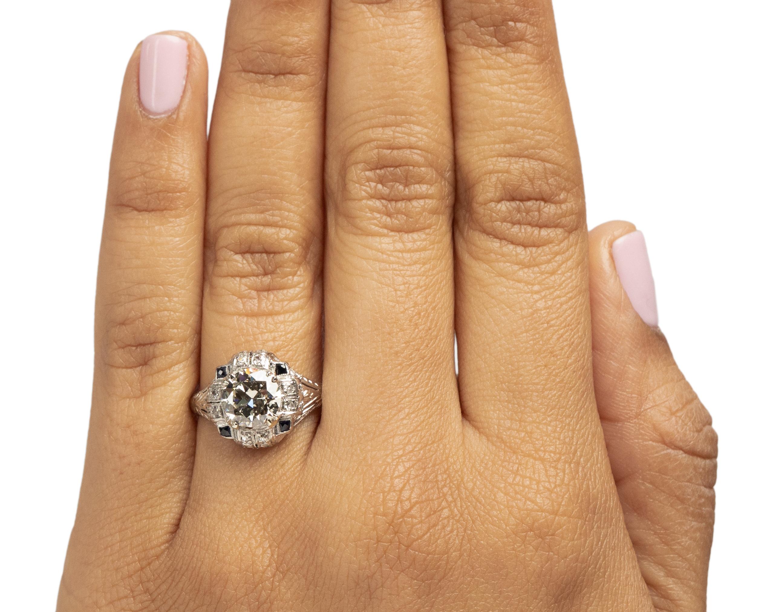 GIA Certified 1.57 Carat Art Deco Diamond Platinum Engagement Ring For Sale 1