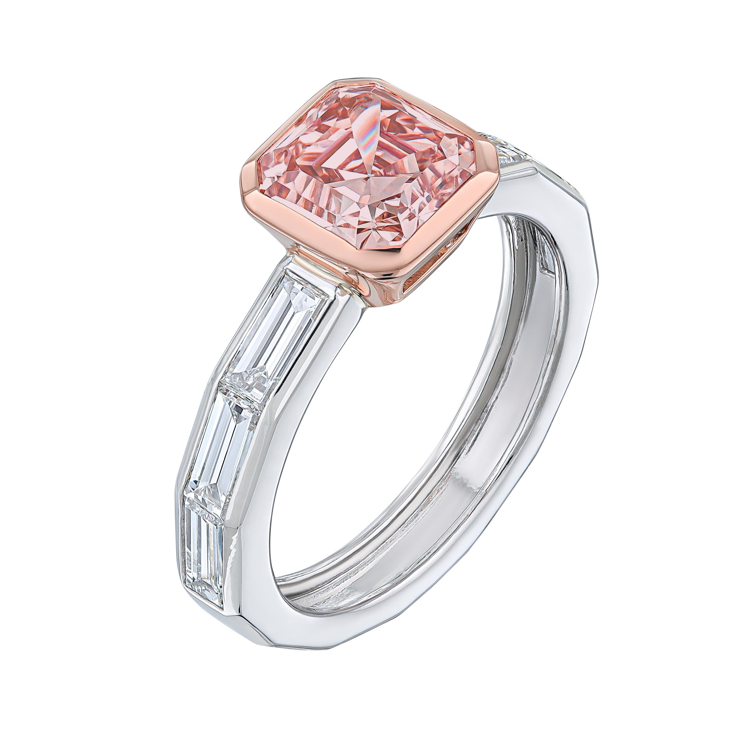 For Sale:  GIA Certified 1.57 Carat Fancy Pink-Brown Asscher Cut Diamond Engagement Ring 2