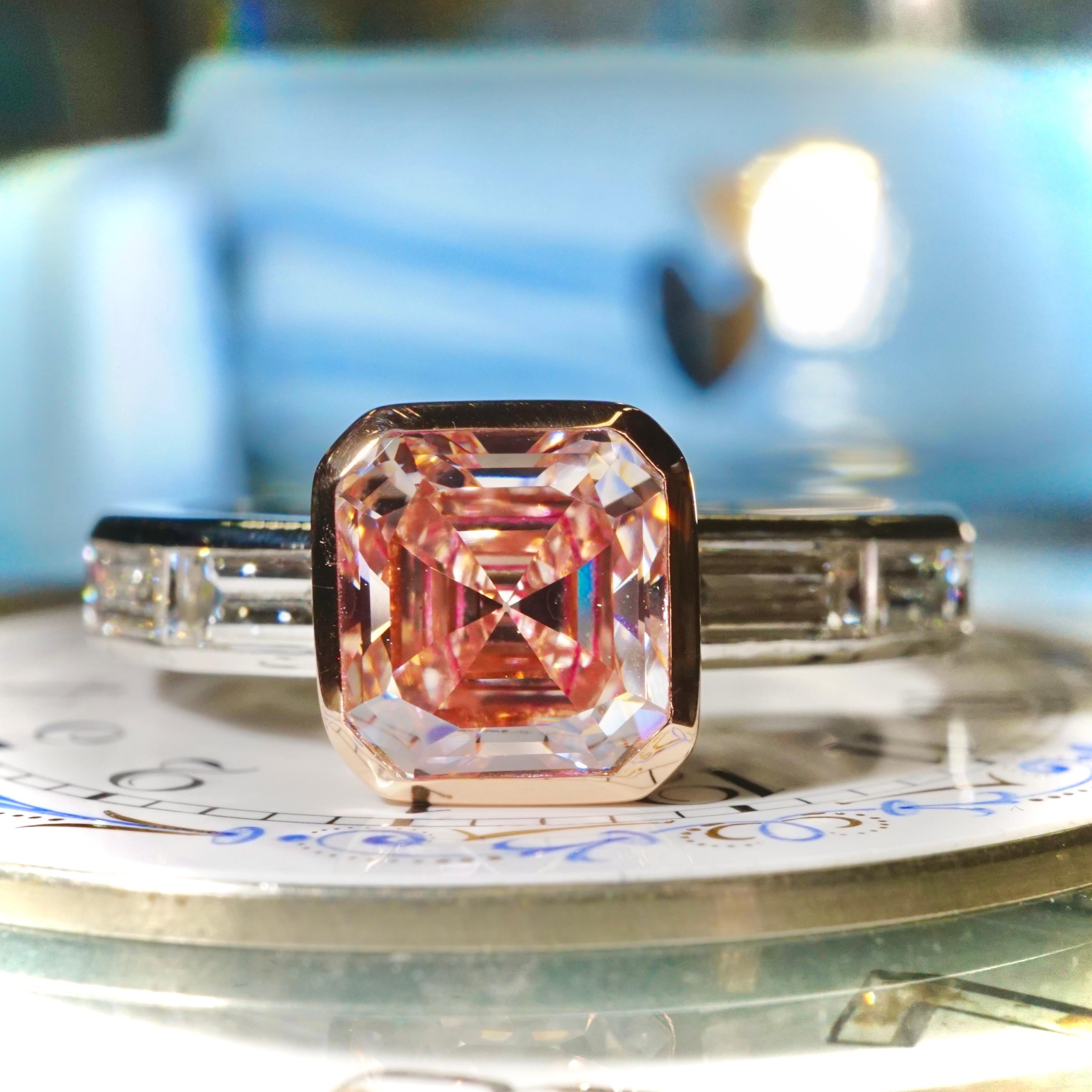 For Sale:  GIA Certified 1.57 Carat Fancy Pink-Brown Asscher Cut Diamond Engagement Ring 4