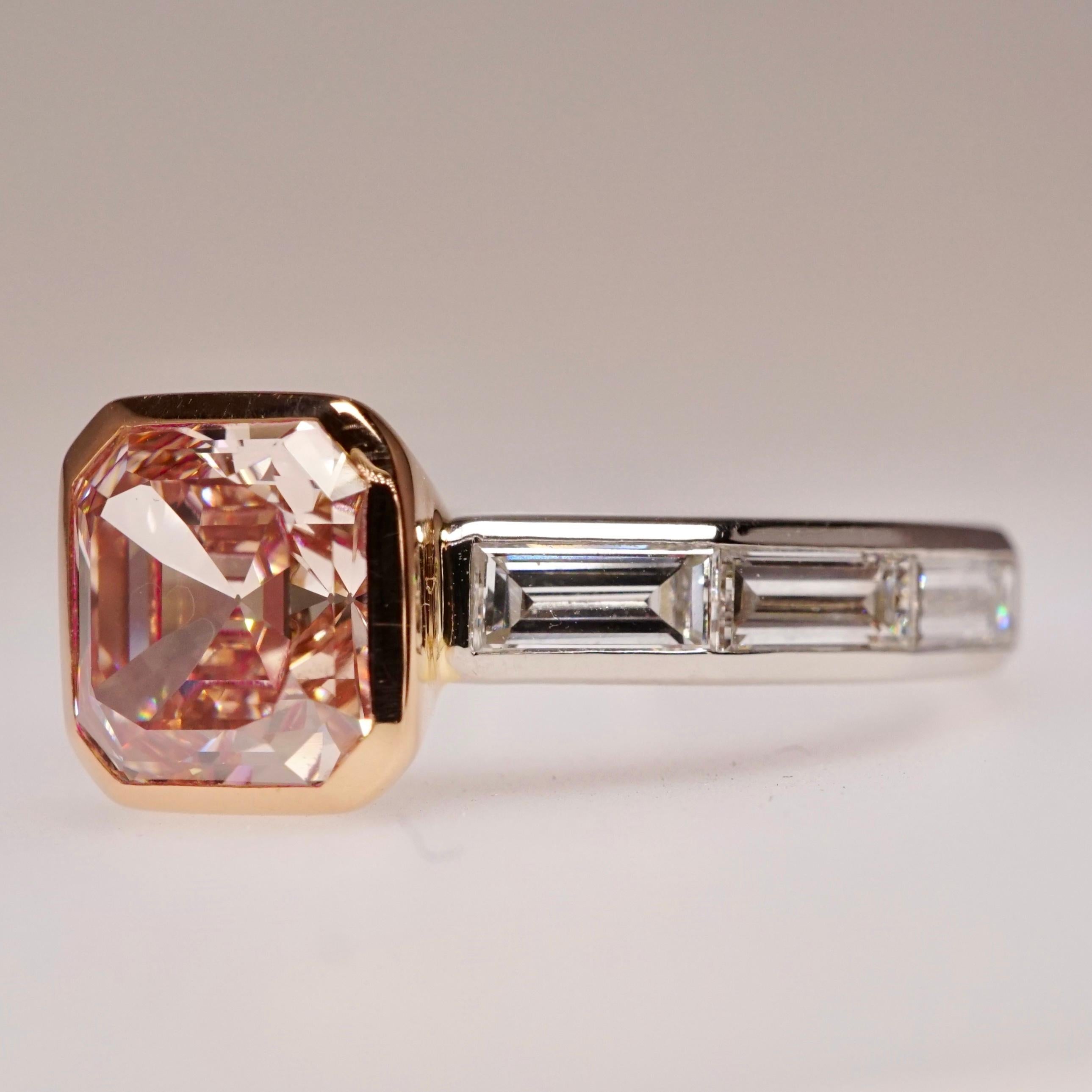 For Sale:  GIA Certified 1.57 Carat Fancy Pink-Brown Asscher Cut Diamond Engagement Ring 5