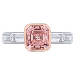 GIA Certified 1.57 Carat Fancy Pink-Brown Asscher Cut Diamond Engagement Ring