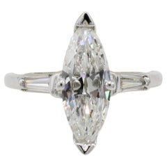 GIA Certified 1.57 Carat H SI2 Natural Marquise Engagement Ring