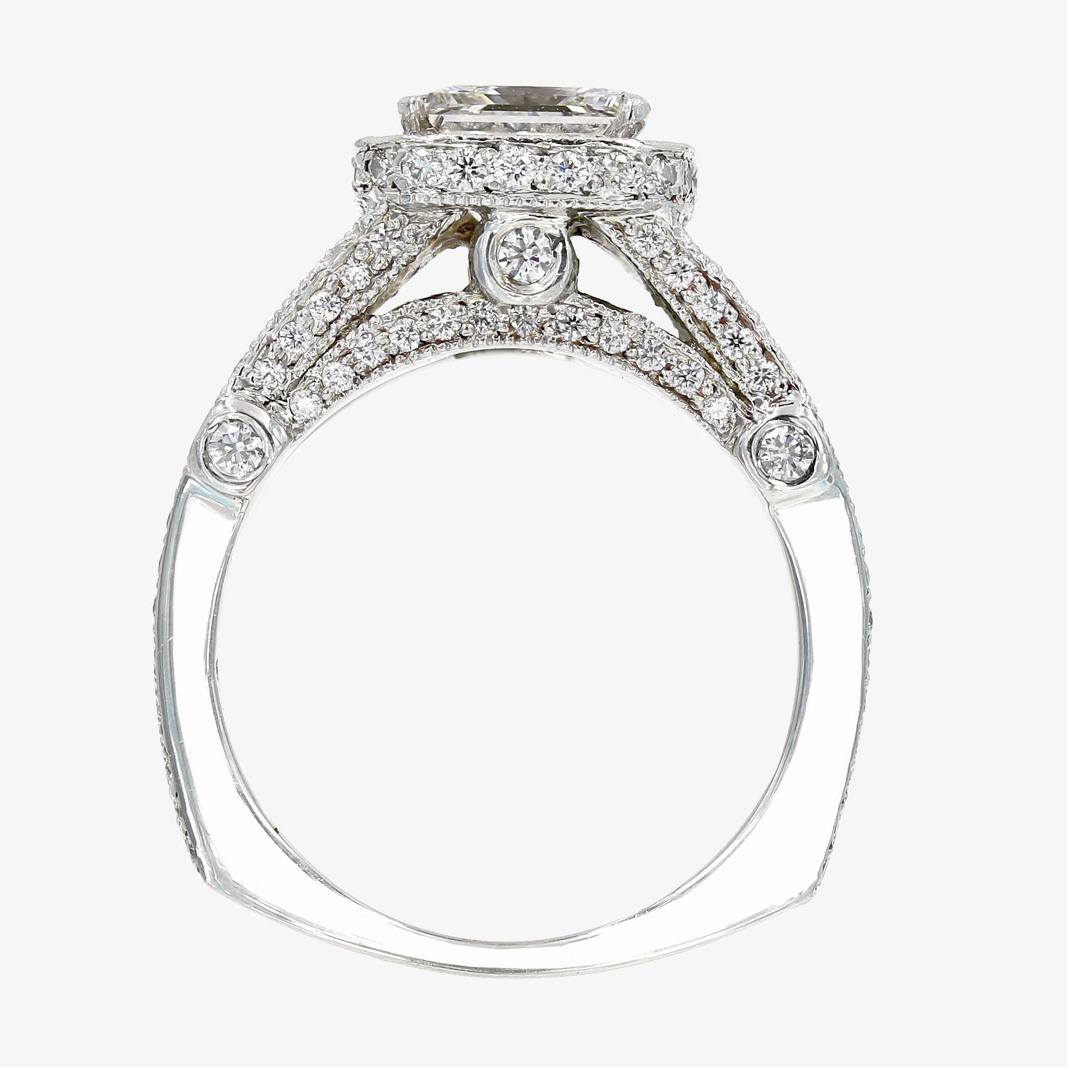 GIA Certified 1.57 Carat Princess Cut Diamond Engagement Ring 1