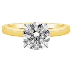 GIA Certified 1.57 Carat Total Brilliant Round Diamond Solitaire Engagement Ring