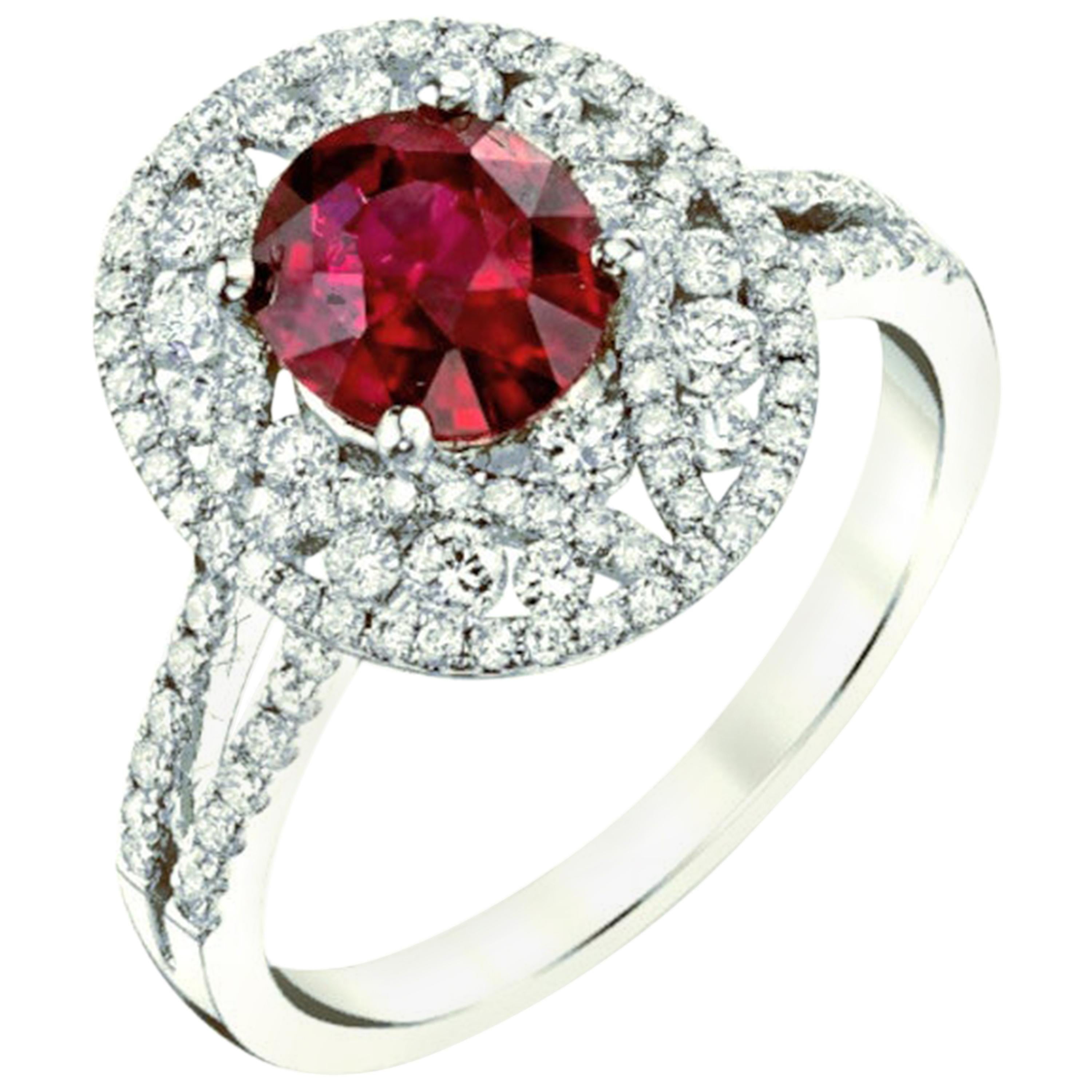 GIA Certified 1.57 Carat Ruby and Diamond Edwardian Inspired Cocktail Ring  For Sale