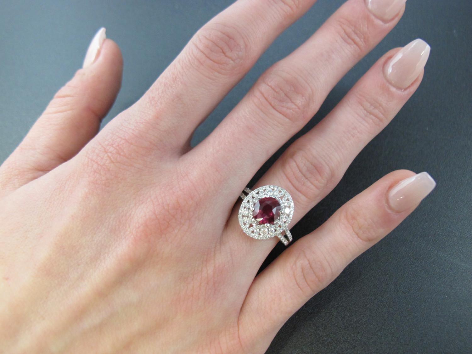 GIA Certified 1.57 Carat Ruby and Diamond Edwardian Inspired Cocktail Ring  For Sale 4