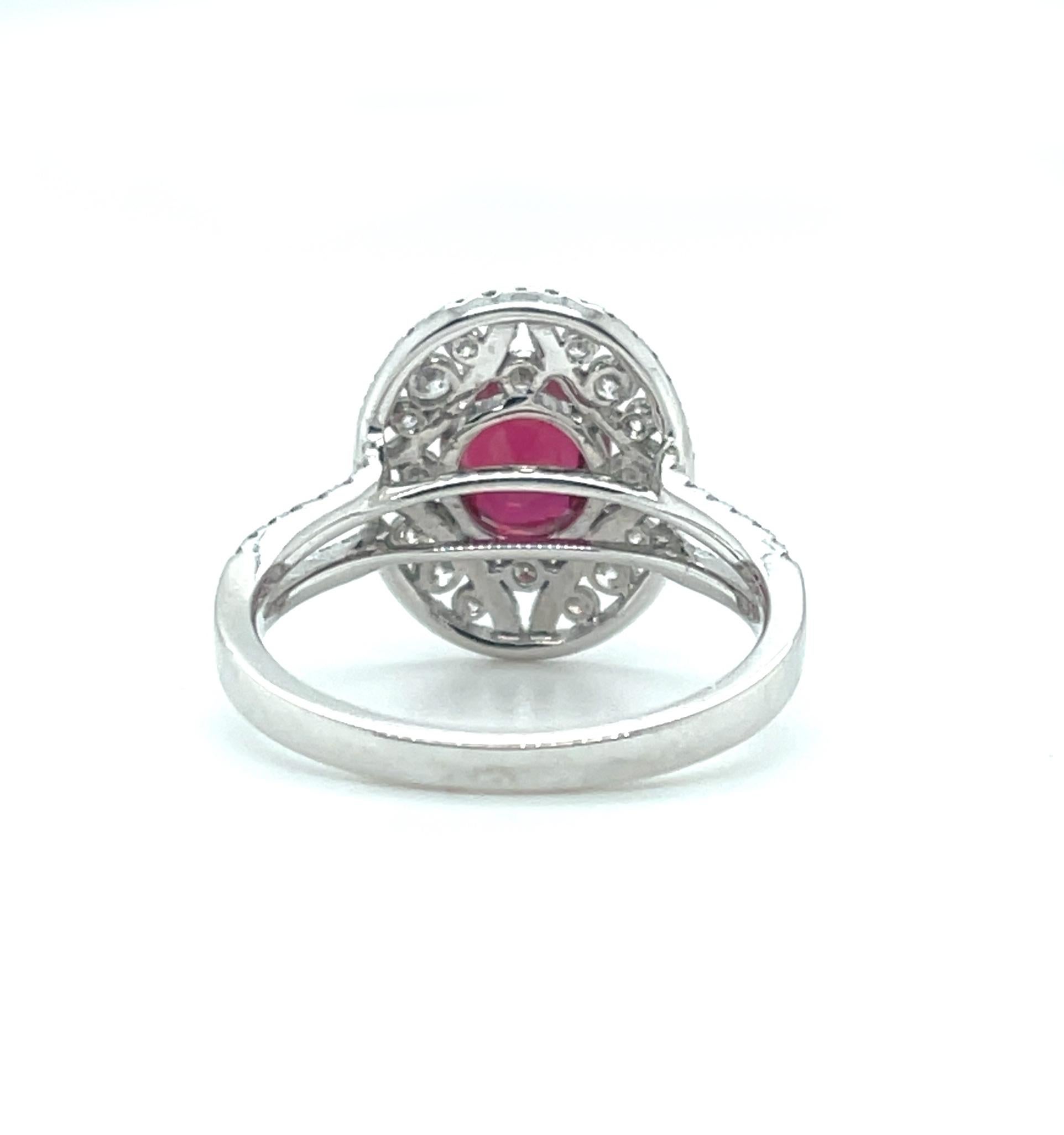 GIA Certified 1.57 Carat Ruby and Diamond Edwardian Inspired Cocktail Ring  For Sale 1