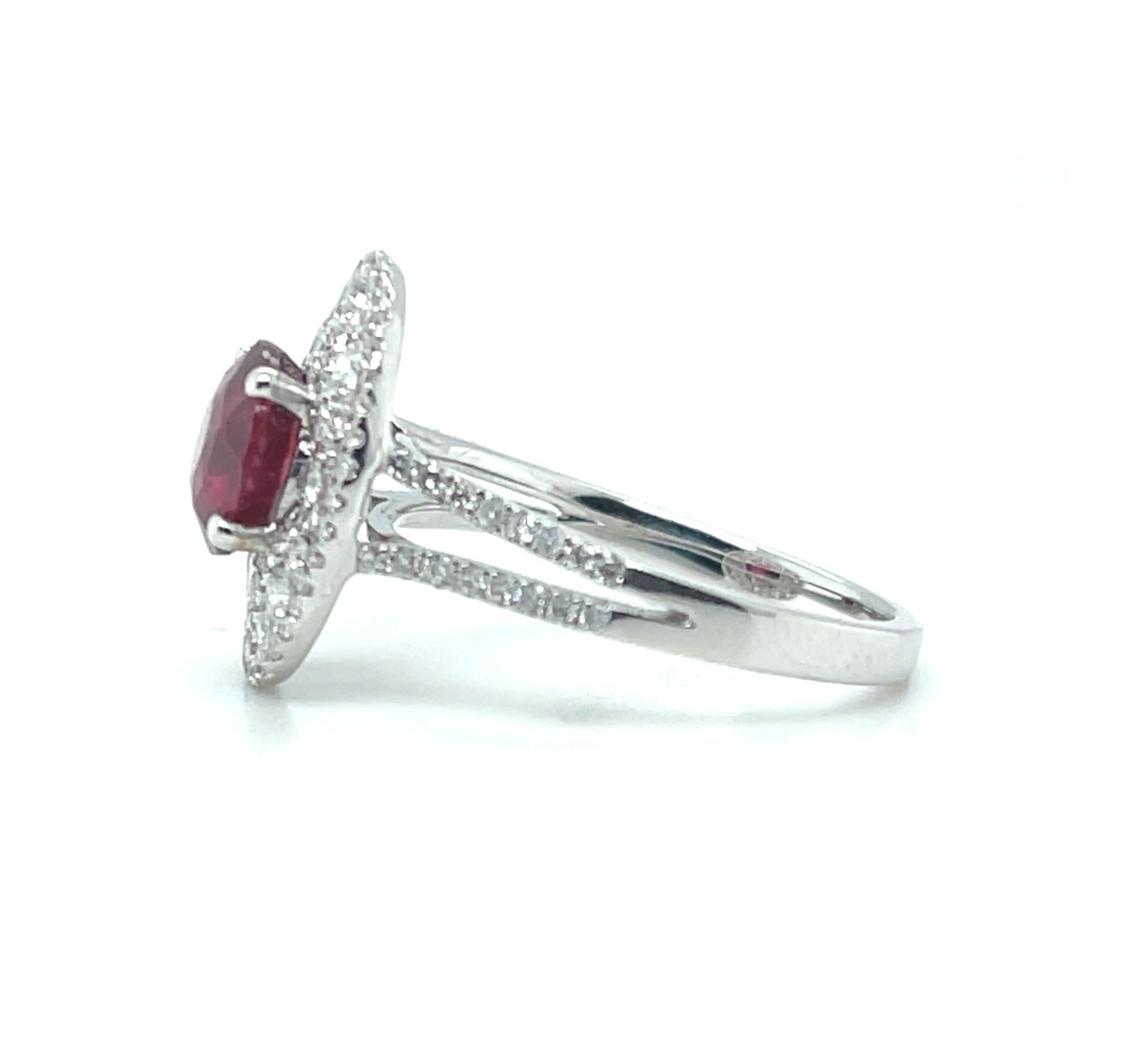 GIA Certified 1.57 Carat Ruby and Diamond Edwardian Inspired Cocktail Ring  For Sale 2