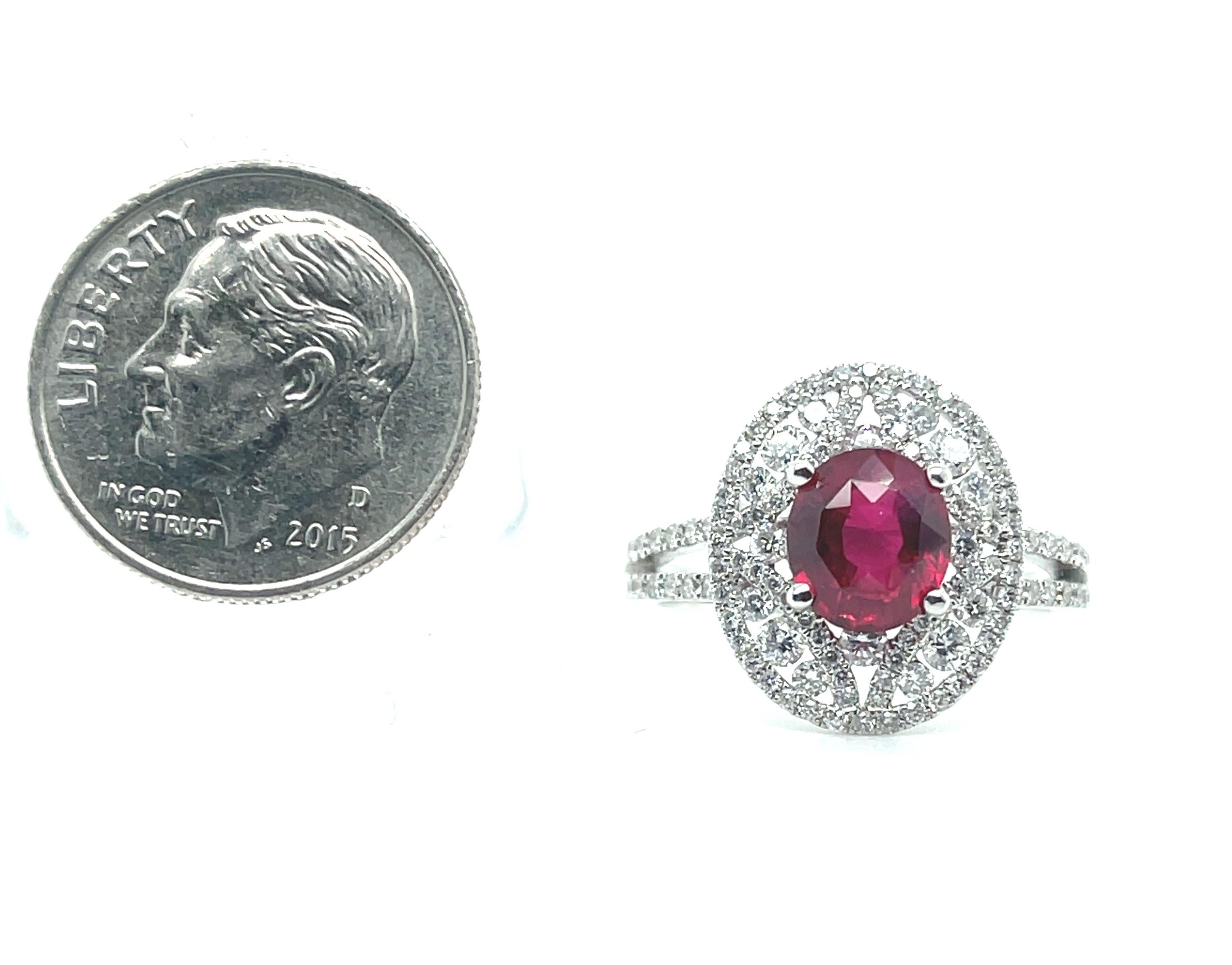 GIA Certified 1.57 Carat Ruby and Diamond Edwardian Inspired Cocktail Ring  For Sale 3