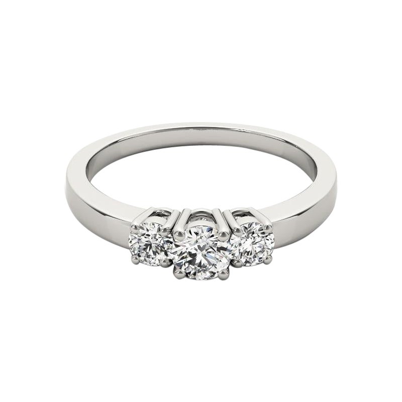 GIA Certified 1.57 Carat Three-Stone Round Brilliant Platinum Diamond Ring